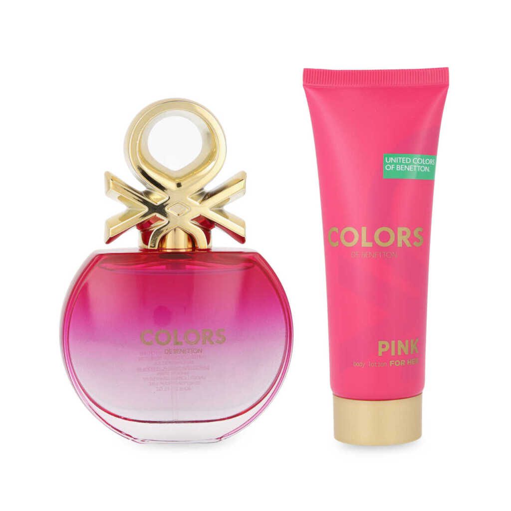 Set Benetton Colors Pink 2pzs 80ml Edt Spray Body Lotion 75ml Pasión De Fragancias 4005