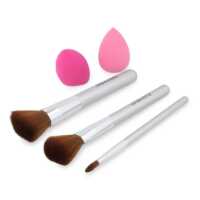 Estuche De Brochas Para Maquillaje 5 Pzs 3 Brochas/ 2 Esponjas