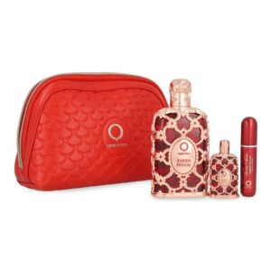 Set Orientica Luxury Collection Amber Rouge 4Pzs 80Ml Edp Spray/ Perfumero Rellenable / Bolso Peque?