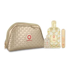 Set Orientica Luxury Collection Royal Amber 4Pzs 80Ml Edp Spray/ Perfumero Rellenable / Bolso Peque?