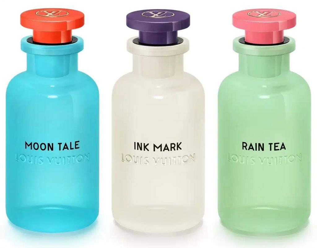 Detalle del frasco del perfume Louis Vuitton Rain Tea