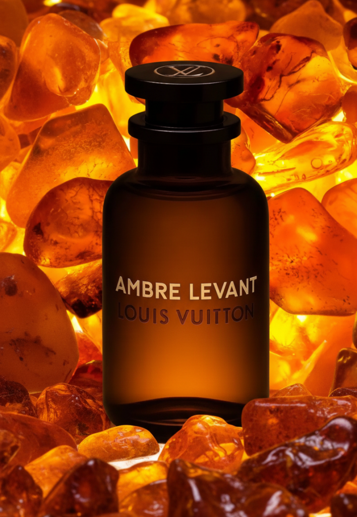 Detalle del frasco de perfume Louis Vuitton Ambre Levant