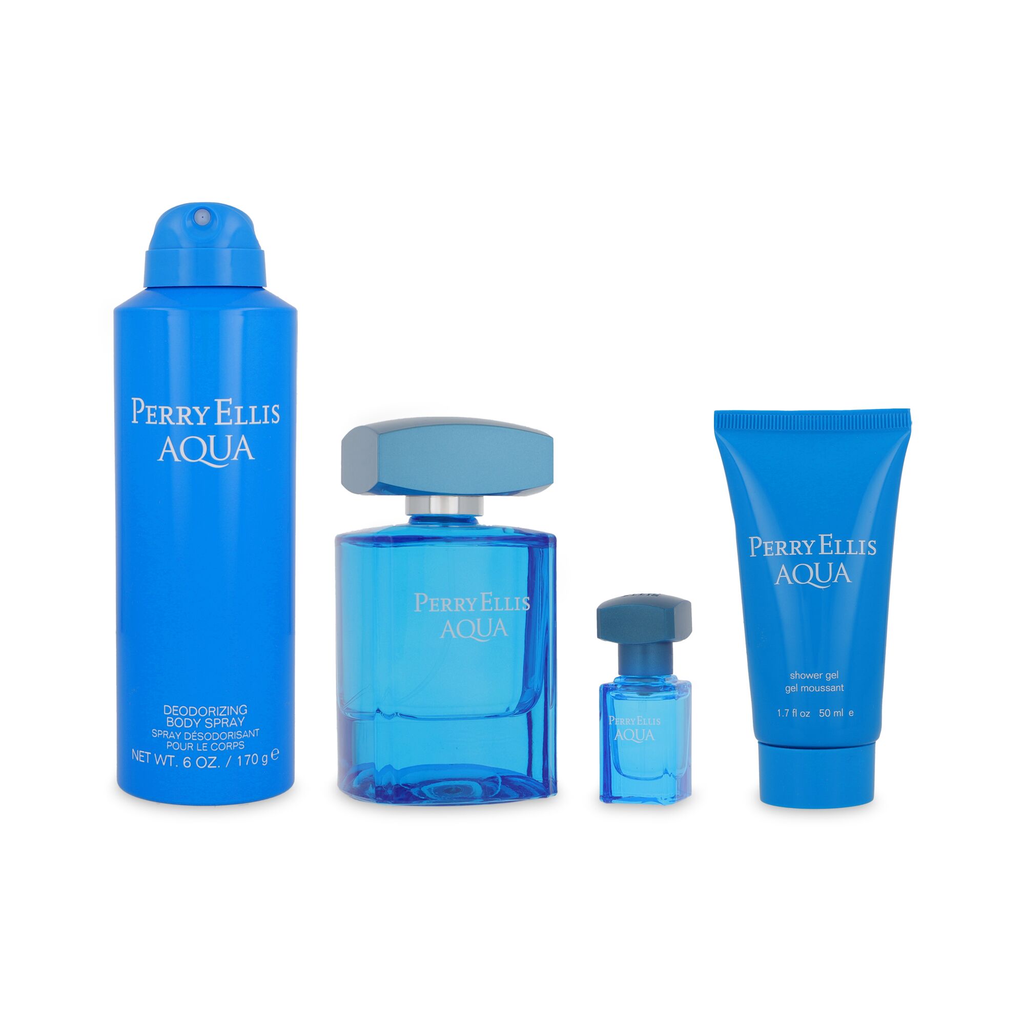 Set Perry Ellis Aqua 4Pzs 100Ml Edt Spray/ Shower Gel 50Ml/ Desodorante 170Gr Spray/ 7.5 Ml Edt Spra - Imagen 2
