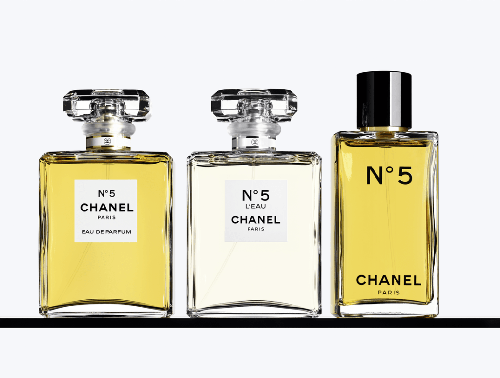 Detalle del frasco del perfume Chanel N°5 Eau de Toilette
